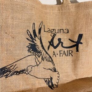Laguna Art A-Fair Jute Tote Bag in Natural with Black Print